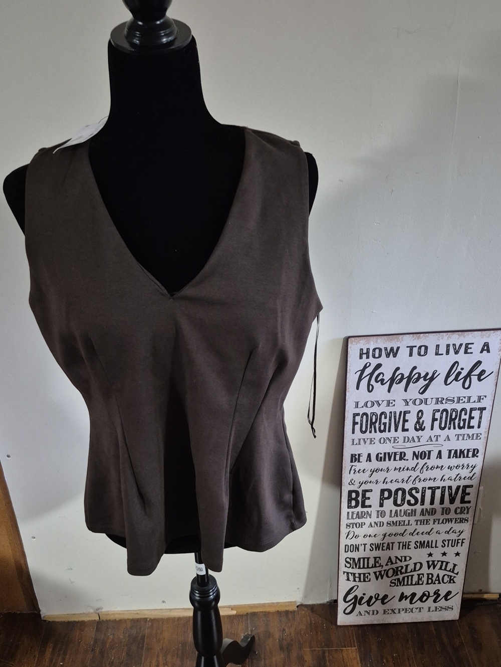 PRIMARK Brown V Neck Sleeveless Top